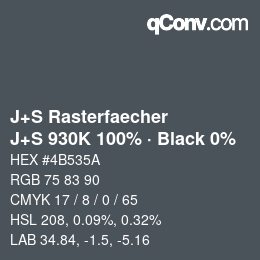 Farbcode: J+S Rasterfaecher - J+S 930K 100% · Black 0% | qconv.com