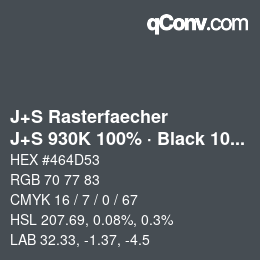Farbcode: J+S Rasterfaecher - J+S 930K 100% · Black 10% | qconv.com