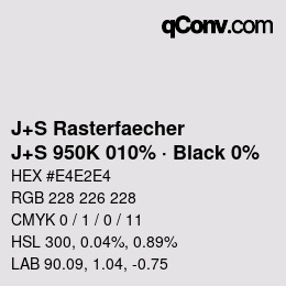 Code couleur: J+S Rasterfaecher - J+S 950K 010% · Black 0% | qconv.com