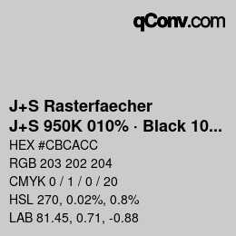 Code couleur: J+S Rasterfaecher - J+S 950K 010% · Black 10% | qconv.com