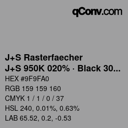 Farbcode: J+S Rasterfaecher - J+S 950K 020% · Black 30% | qconv.com