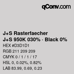 Code couleur: J+S Rasterfaecher - J+S 950K 030% · Black 0% | qconv.com