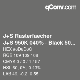 カラーコード: J+S Rasterfaecher - J+S 950K 040% · Black 50% | qconv.com