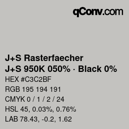 Code couleur: J+S Rasterfaecher - J+S 950K 050% · Black 0% | qconv.com