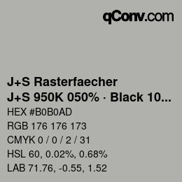 Code couleur: J+S Rasterfaecher - J+S 950K 050% · Black 10% | qconv.com