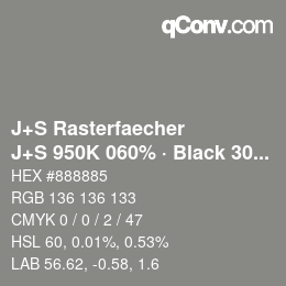 カラーコード: J+S Rasterfaecher - J+S 950K 060% · Black 30% | qconv.com