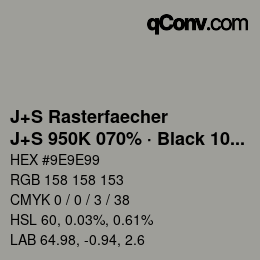 Farbcode: J+S Rasterfaecher - J+S 950K 070% · Black 10% | qconv.com