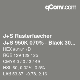 Farbcode: J+S Rasterfaecher - J+S 950K 070% · Black 30% | qconv.com