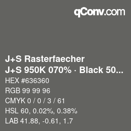 カラーコード: J+S Rasterfaecher - J+S 950K 070% · Black 50% | qconv.com