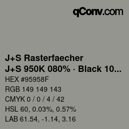 カラーコード: J+S Rasterfaecher - J+S 950K 080% · Black 10% | qconv.com