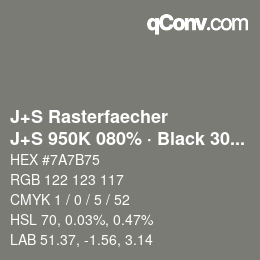 Code couleur: J+S Rasterfaecher - J+S 950K 080% · Black 30% | qconv.com