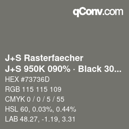 カラーコード: J+S Rasterfaecher - J+S 950K 090% · Black 30% | qconv.com
