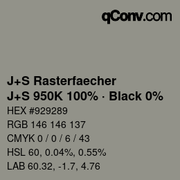 Farbcode: J+S Rasterfaecher - J+S 950K 100% · Black 0% | qconv.com