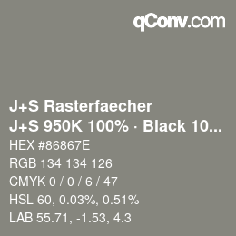 Farbcode: J+S Rasterfaecher - J+S 950K 100% · Black 10% | qconv.com