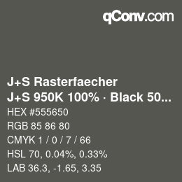 Farbcode: J+S Rasterfaecher - J+S 950K 100% · Black 50% | qconv.com