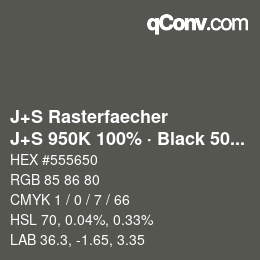 Code couleur: J+S Rasterfaecher - J+S 950K 100% · Black 50% | qconv.com
