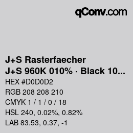 Code couleur: J+S Rasterfaecher - J+S 960K 010% · Black 10% | qconv.com