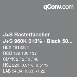 Farbcode: J+S Rasterfaecher - J+S 960K 010% · Black 50% | qconv.com