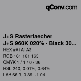 Farbcode: J+S Rasterfaecher - J+S 960K 020% · Black 30% | qconv.com