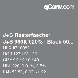 Code couleur: J+S Rasterfaecher - J+S 960K 020% · Black 50% | qconv.com