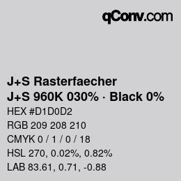 Farbcode: J+S Rasterfaecher - J+S 960K 030% · Black 0% | qconv.com