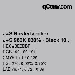 Code couleur: J+S Rasterfaecher - J+S 960K 030% · Black 10% | qconv.com