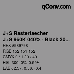 カラーコード: J+S Rasterfaecher - J+S 960K 040% · Black 30% | qconv.com