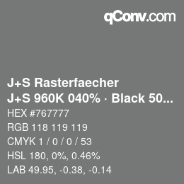 Farbcode: J+S Rasterfaecher - J+S 960K 040% · Black 50% | qconv.com