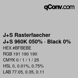Code couleur: J+S Rasterfaecher - J+S 960K 050% · Black 0% | qconv.com