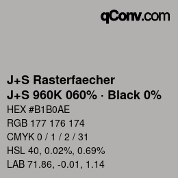 Farbcode: J+S Rasterfaecher - J+S 960K 060% · Black 0% | qconv.com
