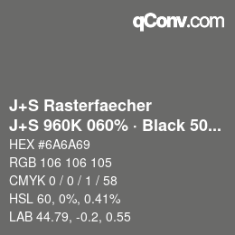 Farbcode: J+S Rasterfaecher - J+S 960K 060% · Black 50% | qconv.com