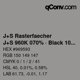 カラーコード: J+S Rasterfaecher - J+S 960K 070% · Black 10% | qconv.com