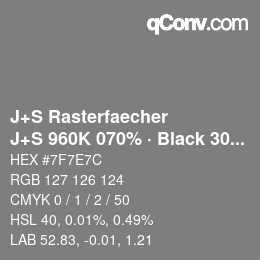 カラーコード: J+S Rasterfaecher - J+S 960K 070% · Black 30% | qconv.com