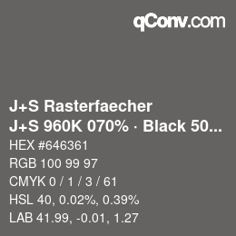 Farbcode: J+S Rasterfaecher - J+S 960K 070% · Black 50% | qconv.com
