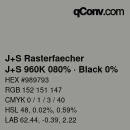 Farbcode: J+S Rasterfaecher - J+S 960K 080% · Black 0% | qconv.com