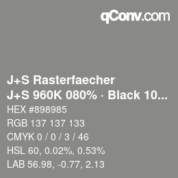 Farbcode: J+S Rasterfaecher - J+S 960K 080% · Black 10% | qconv.com