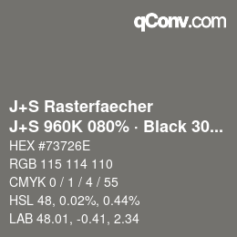 Farbcode: J+S Rasterfaecher - J+S 960K 080% · Black 30% | qconv.com