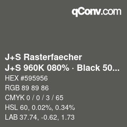 Farbcode: J+S Rasterfaecher - J+S 960K 080% · Black 50% | qconv.com