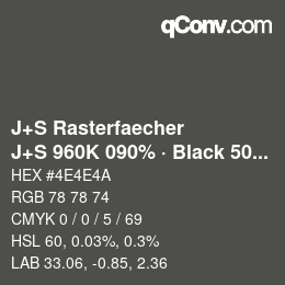 Farbcode: J+S Rasterfaecher - J+S 960K 090% · Black 50% | qconv.com