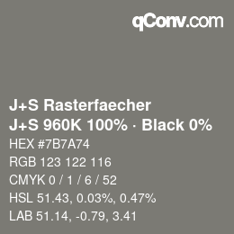 カラーコード: J+S Rasterfaecher - J+S 960K 100% · Black 0% | qconv.com