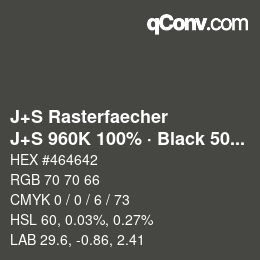 Farbcode: J+S Rasterfaecher - J+S 960K 100% · Black 50% | qconv.com