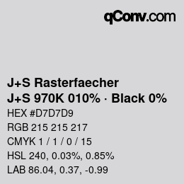 Code couleur: J+S Rasterfaecher - J+S 970K 010% · Black 0% | qconv.com
