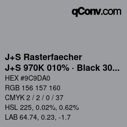 カラーコード: J+S Rasterfaecher - J+S 970K 010% · Black 30% | qconv.com