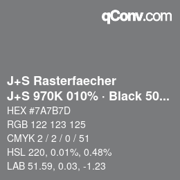 Farbcode: J+S Rasterfaecher - J+S 970K 010% · Black 50% | qconv.com