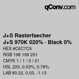 Code couleur: J+S Rasterfaecher - J+S 970K 020% · Black 0% | qconv.com