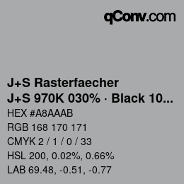 カラーコード: J+S Rasterfaecher - J+S 970K 030% · Black 10% | qconv.com