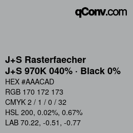 Code couleur: J+S Rasterfaecher - J+S 970K 040% · Black 0% | qconv.com