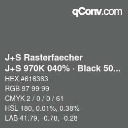 Farbcode: J+S Rasterfaecher - J+S 970K 040% · Black 50% | qconv.com