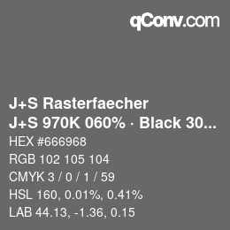 Farbcode: J+S Rasterfaecher - J+S 970K 060% · Black 30% | qconv.com
