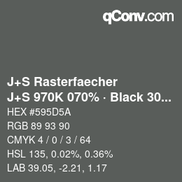 Farbcode: J+S Rasterfaecher - J+S 970K 070% · Black 30% | qconv.com